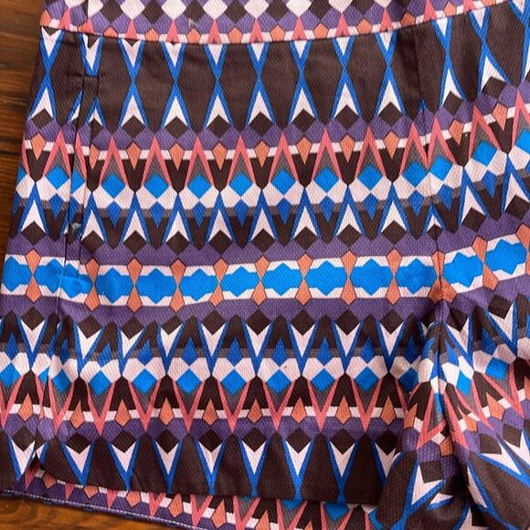 NWT J. Crew art deco geometric print back zip hi rise flat front shorts sz 12 - Picture 3 of 6